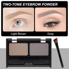 Kaely 2 Color Eyebrow Powder Makeup Kit, Eye Brow Contour Palette for Beginners, Long Lasting Waterproof Eye Brow Powder with Brow Brush, Get Full Defined Natural Brows, 01 Light Brown+Grey
