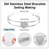SUNNYCLUE 8Pcs Cabochon Bangles Adjustable Blank Bangle Silver Metal 304