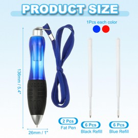 PATIKIL 2 Pcs Big Fat Pens, Blue, Red Heavy Weighted Ballpoint Pen Retractable Wide Grip Thick Pen with Strap for Hand Tremors Elderly Handicap(6 Black Refills + 6 Blue Refills)