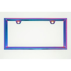 Creathome 3D Neo Chrome License Plate Frames, Pure Zinc Alloy Metal with Triangle Patterned