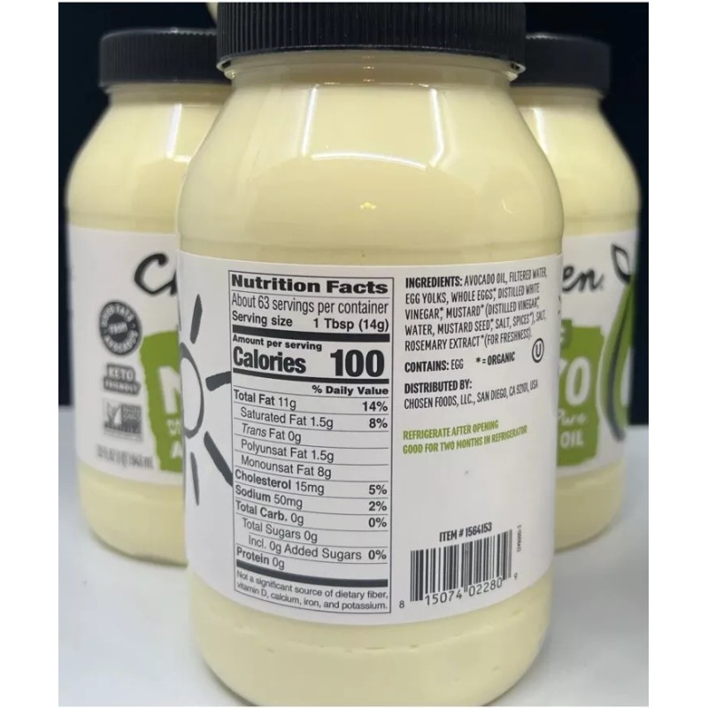 Chosen Foods Avocado Oil Mayonnaise, 32 Ounce - NON GMO