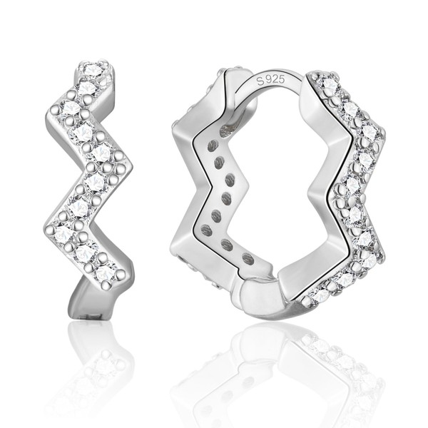 Silver / Gold Hoop Earrings 925 Silver with Zirconia for