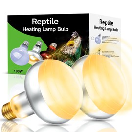 2-Pack 100W Reptile Heat Lamp Bulbs – UVA Daylight Basking Light for Bearded Dragons, Lizards, Turtles, E26 Base