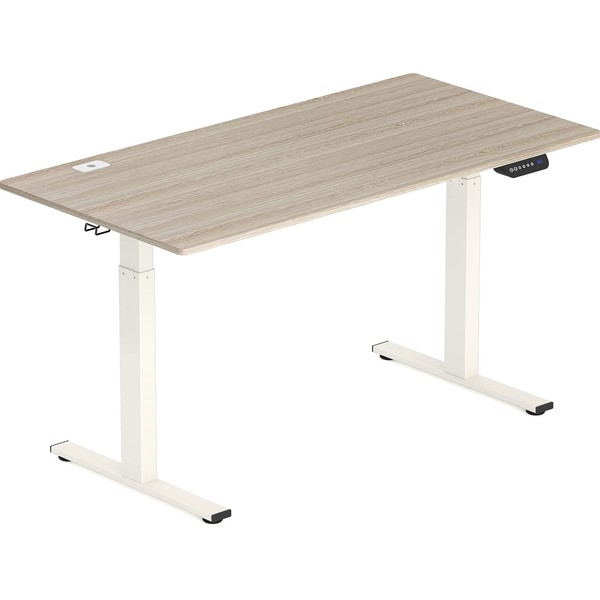 SHW 55-Inch Large Electric Height Adjustable Standing Desk, 55 x 28 Inches, Maple