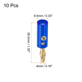 PATIKIL 10 Pack Banana Plugs Connector Screw Type Speaker Banana Plugs 4mm Gold-Plated Alloy Dark Blue for Speaker Wires, Sound Systems, Video Receivers, Home Theater