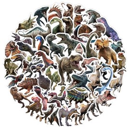 POPOYU Pack of 100 Dinosaur Stickers, Classic Waterproof Vinyl Stickers for Laptop, Phone, Water Bottle, Skateboard, Suitcase, Guitar, Pad, Scrapbook Stickers for Children, Party Bags