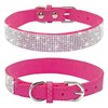 Haoyueer Rhinestone Dog Collar, Cute Dazzling Sparkling Soft Suede Leather Dog Cat Rhinestone Collar Crystal Diamond Pet Dog Puppy Collar(Hot Pink,S)