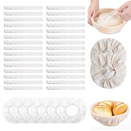 ReignSword 102 Piece Banneton Liner Set, 100 Disposable Plastic Liners and 2 Pcs 9" Elastic Cloth Covers, Sourdough Proofing Supplies for Dough Rising & Fermentation & Artisan Baking