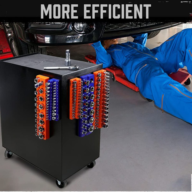 HORUSDY 6-Piece Magnetic Socket Organizer Set, Magnetic Socket Holder, 1/4",