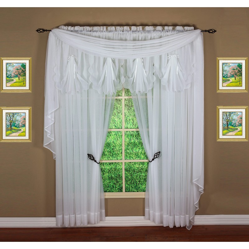 Today's Curtain Emelia Original Voile Panel 63", White, 60"W x