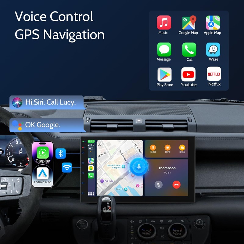 Haudio 7 Inch Double Din carplay Screen,with Wireless CarPlay and