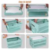 Collapsible Storage Crate, Foldable Plastic Basket with Lid and Handle,