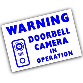 1 x Sign CCTV Doorbell Camera Sticker Recording in Operation Small 24hr Security Warning Vinyl Video Label BLUE on WHITE 90x60mm Door Bell LANDSCAPE C5