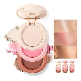 Set Maquillaje 3 En1 Colorete En Polvo Y Contorno Iluminador