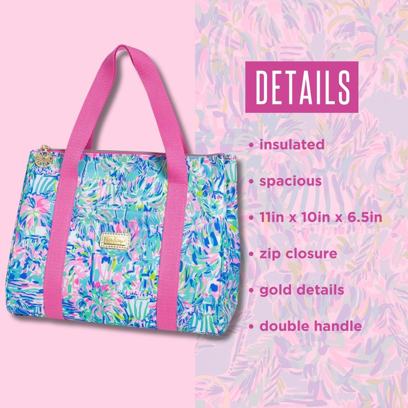 Lilly Pulitzer Cute Lunch Bag for Women, Large Capacity Insulated