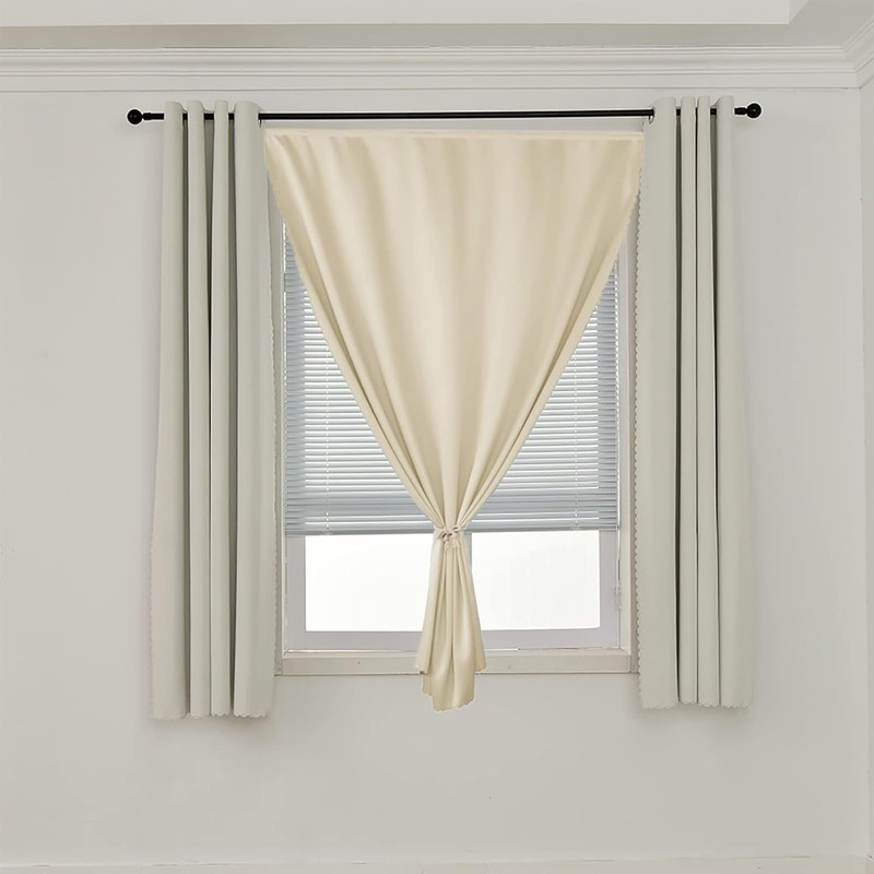 AJAZZ 100% Blackout Curtains for Bedroom Self Adhesive Curtains Temporary