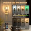 Battery Operated Crystal Wall Sconces Set of 2, Gold Wireless