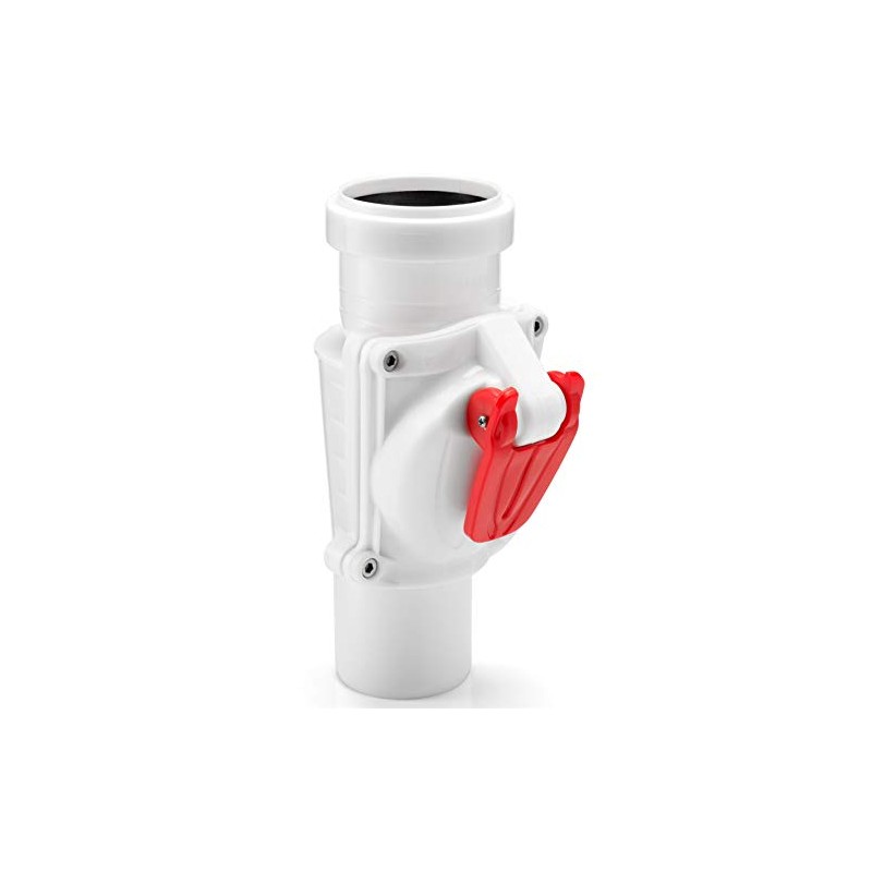 White Vertical Backwater Valve Anti Flood Protection Device 50mm Diameter