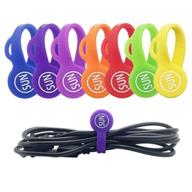 SUNFICON Magnetic Cable Clips Cable Organizers 7 Pack Rainbow Earbuds Cords Winder Bookmark Whiteboard Noticeboard Fridge Magnets USB Cable Manager Keeper Wrap Ties Straps Home Kitchen Office School