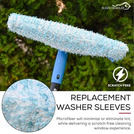 Kleen Handler Pack of 5 Professional 14” Window Washing Microfiber Replacement Sleeves, Replacement Sleeve for Squeegee Cleaning Tool, Squeegee Combo Microfiber Sleeve Replacement (5 Pack)