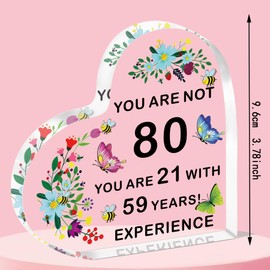 QMVMV 80th Birthday Acrylic Plaque 80th Birthday Gifts for Women Keepsake Unusual 80th Birthday Gifts for Her Special 80th Birthday Gifts for Mum Friend 80th Birthday Ideas for Sister