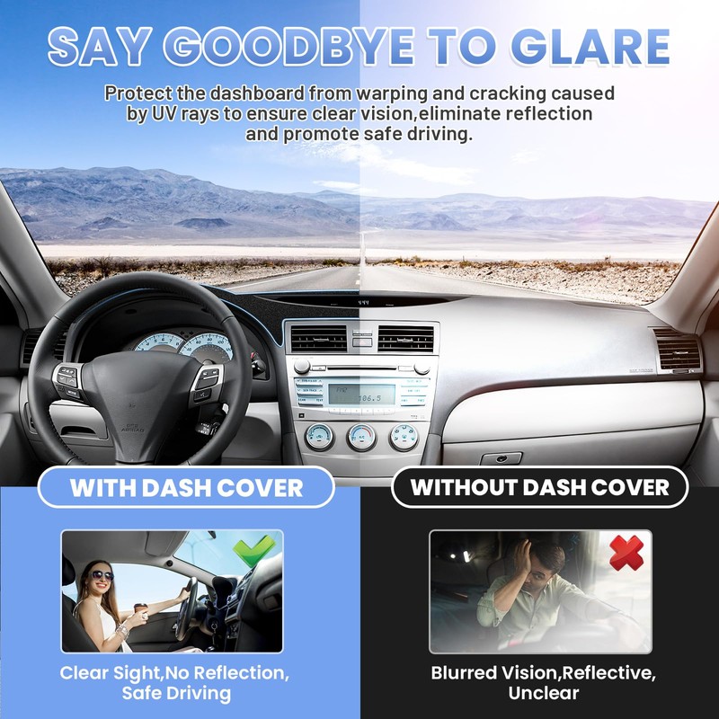 Sunsdrew Dash Cover for 2007-2011 Toyota Camry Dashboard Cover Mat