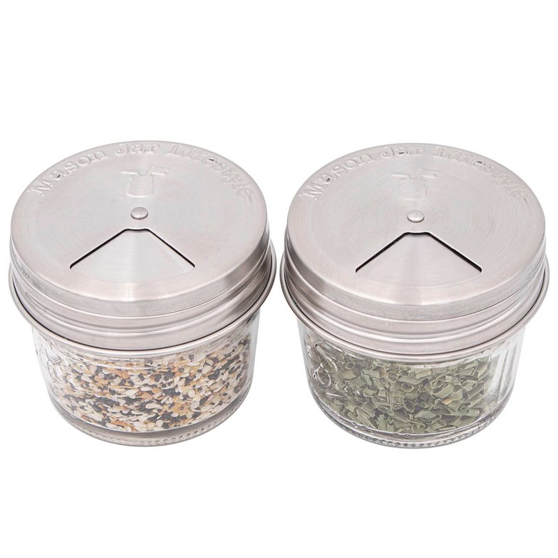 4 Pack Stainless Steel Spice Shaker Lid for Mason Jars
