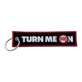 Boostnatics Turn Me On Keychain Key Tag for Motorcycles, Scooters, Bikes, Cars, Backpacks, Gifts, More (Red)
