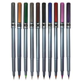 HF650 Fineliner Pens, MULTICOLOUR, Fine Point (0.5mm), Pack of 10, Write Draw Sketch Colour Mark Fine Line Pens, School Office Home Use, iZOFAX Black Ball Pen