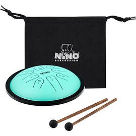 Nino Percussion Steel Tongue Drum - Steel Tongue Drum with 8 Tongues for Children from 5 Years - G-Minor - Diameter 7 Inches - Steel, Mint Green (NINO982)