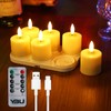 YBU Rechargeable Flameless Flickering Tea Light Candles with Remote &