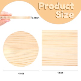 36 Pcs Unfinished Wood Coasters Bulk 4 Inch Blank Wooden Coasters for Crafts Square and Round Wood Slice for Nature Craft with 132 Pcs Non Slip Dot Stickers for DIY Painting Wood Engraving Decoration