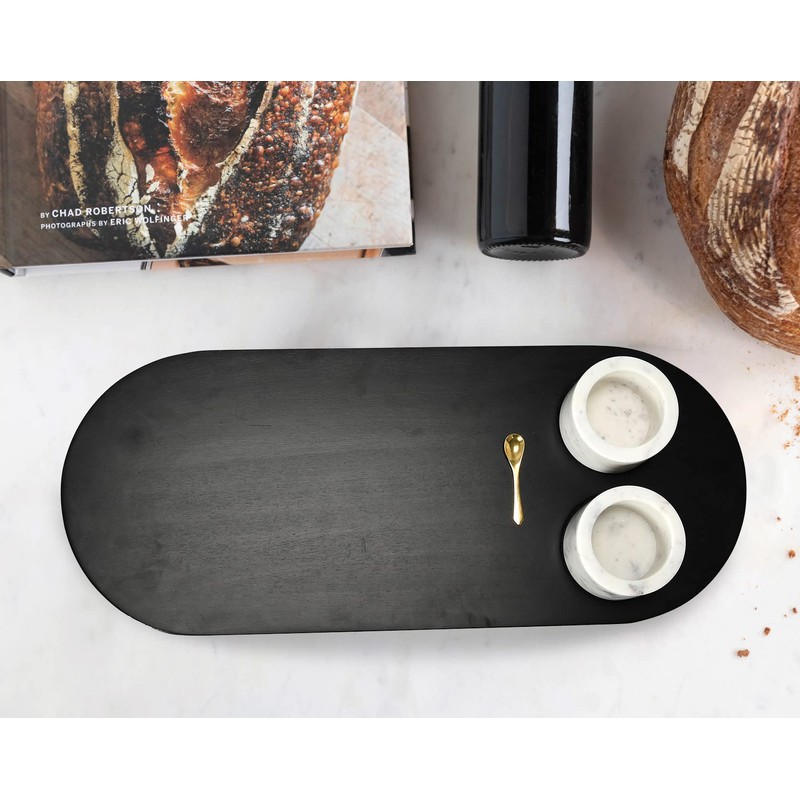 Bloomingville Bloomingville Mango Wood Tray with 2 Marble Bowls and