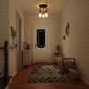 LALUZ Mason Jar Flush Mount Ceiling Light, 3-Light Black Farmhouse