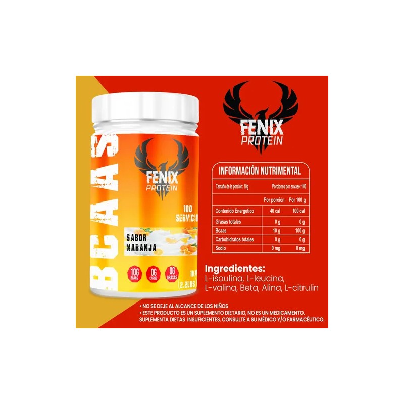 Fenix Protein Bcaas Amino 1kg 100 Servicios