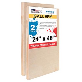 U.S. Art Supply 18" x 24" Birch Wood Paint Pouring Panel Boards, Gallery 1-1/2" Deep Cradle (Pack of 2) - Artist Depth Wooden Wall Canvases - Painting Mixed-Media Craft, Acrylic, Oil, Encaustic