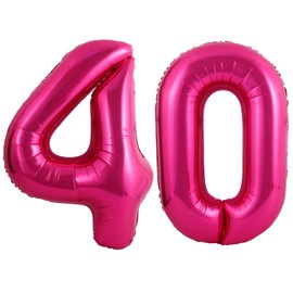 40 Inch Hot Pink 40 Number Balloons Giant Jumbo Huge 40 Foil Mylar Helium Number Digital Balloons Dark Pink Birthday Mylar Digital Balloons 40th Birthday Party 40th Anniversary Events Party