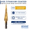 3 Pack - 3mm to 12mm Spiral Flute Step Drill