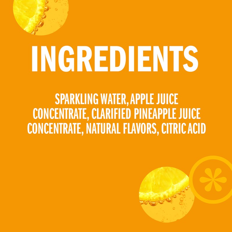 IZZE Sparkling Water Juice Beverage Blend, Pineapple, No Sugar Added,