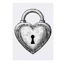 'Heart Shaped Lock' Temporary Tattoo - Water Resistant, Skin-Safe, Non-Toxic Transfer (TO00082055)