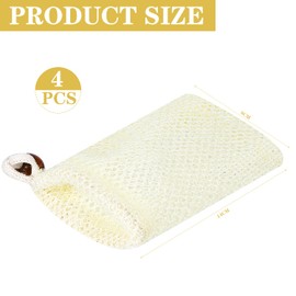 4 Pack Sisal Soap Bag Travel Soap Bar Bag Portable Soap Bags Soap Saver Bag Soap Saver Pouch with Drawstring for Shower Washing Foaming Soap Exfoliating