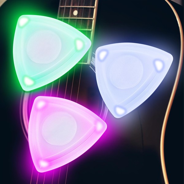 VixxNoxx LED Glowing Guitar Picks, 3 Pcs Luminous Light Up