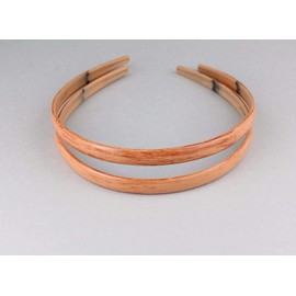 Copper Brown headband 2 pack brushed painted look plastic hair grip teeth skinny