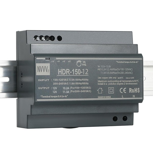 HDR-150-12 DIN Rail Power Supply 135.6W 12V 11.3A DIN Rail