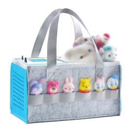 REEKNOKOL Toniebox Starter Kit Carry Case and Accessories, Felt Organizer Bag for Tonies Figure and Toniebox, Travel Tonies Tote Bag with Handle for Toniebox & Accessories (Blue)