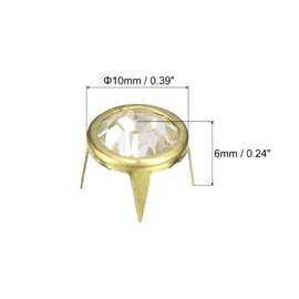 sourcing map 100 Pcs Rhinestone Stud Refills, 10mm/0.39" Rhinestone Claw Beads Nailhead, Rivets Metal Spikes for DIY Leather Craft Making Purse Clothing, Gold Frame + White Stone