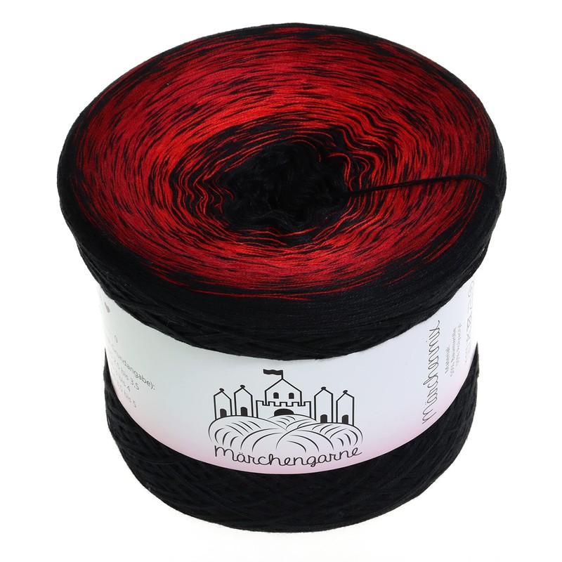 LiLu‘s Fairytale Yarn with ‘Hellfire’ (Black and Red) Colour Gradient