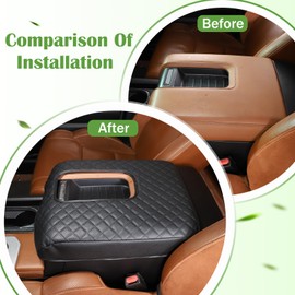 LLKUANG Car Center Console Armrest Cover Pad Fit for Toyota Tundra 2007-2021 Waterproof Leather Seat Armrest Box Cushion Pad Protector (Carbon Fiber Texture)