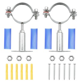 ZUDKSUY 2 Pack 2-1/4 Inch Wall Mount Ceiling Mount Pipe Support Clamp, Adjustable Stainless Steel Split Ring Hanger, Pipe Bracket Holder for Pipe Support Pipe Fixing Pole Support