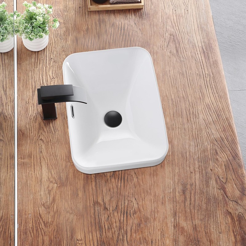 KDKSC Bathroom Vessel Sink 18.2'' x 13.3'' Small Semi Recessed